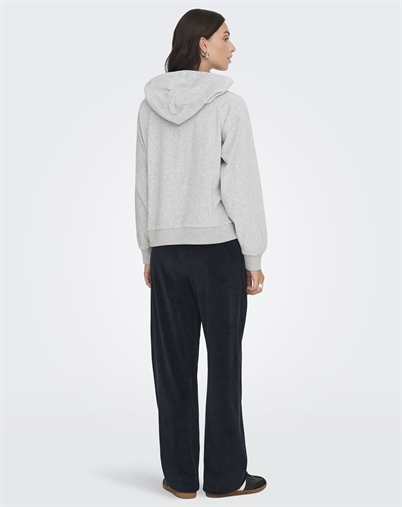 JDY - JDYVida L/S Velvet Hoodie - Light Grey Melange